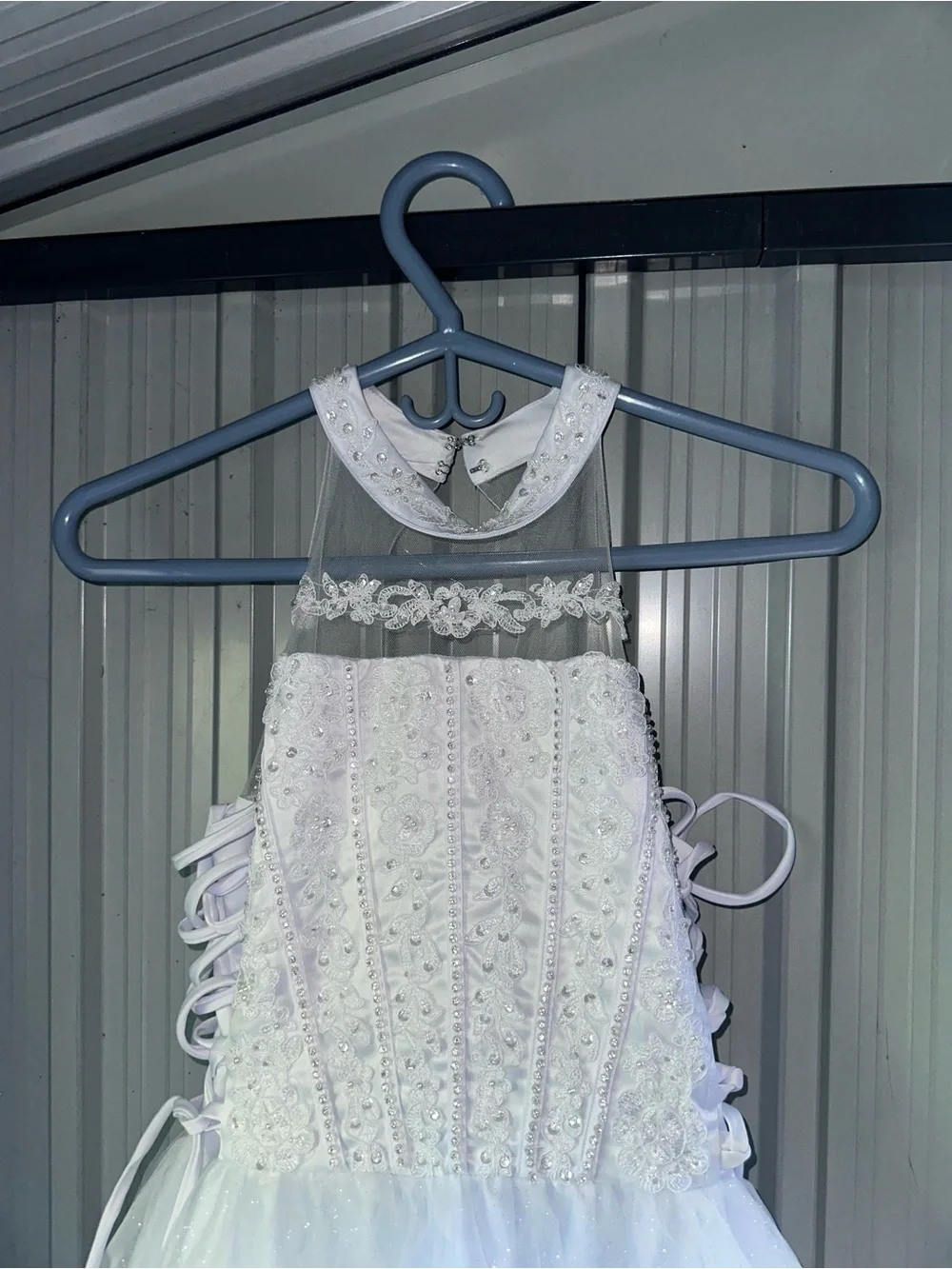 White Sparkle Pageant Dress with Bolero for Kids